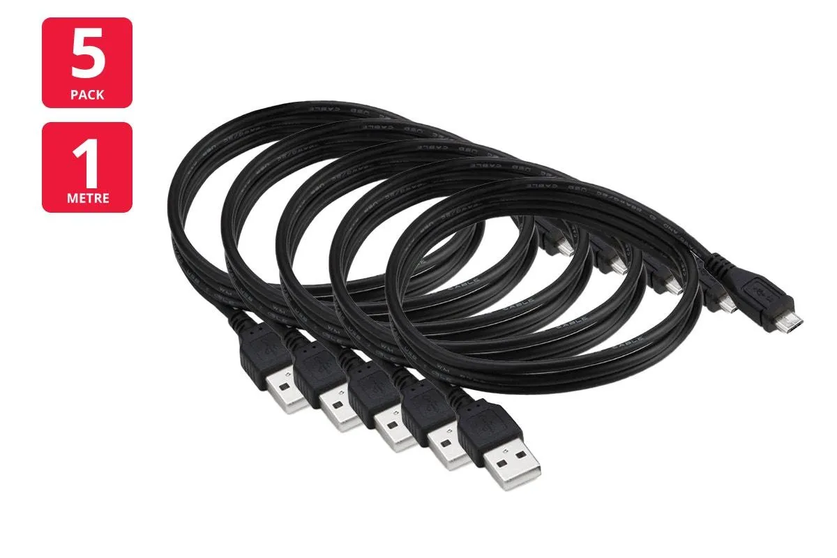 1m Micro USB to USB Cable (5 Pack)