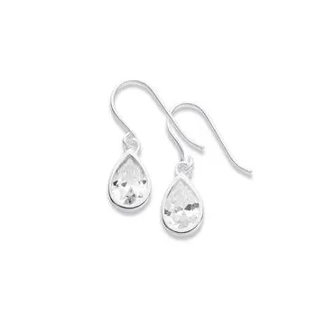 Sterling Silver Cubic Zirconia Teardrop Earrings