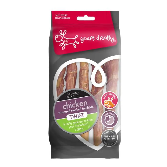 Yours Droolly Rawhide Twist Chicken Wrapped 7 Pack