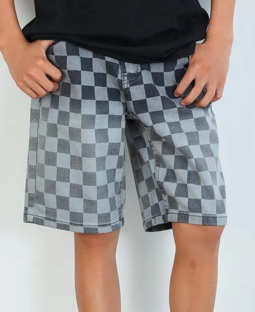 Kids' Relaxed Denim Print Jort Short