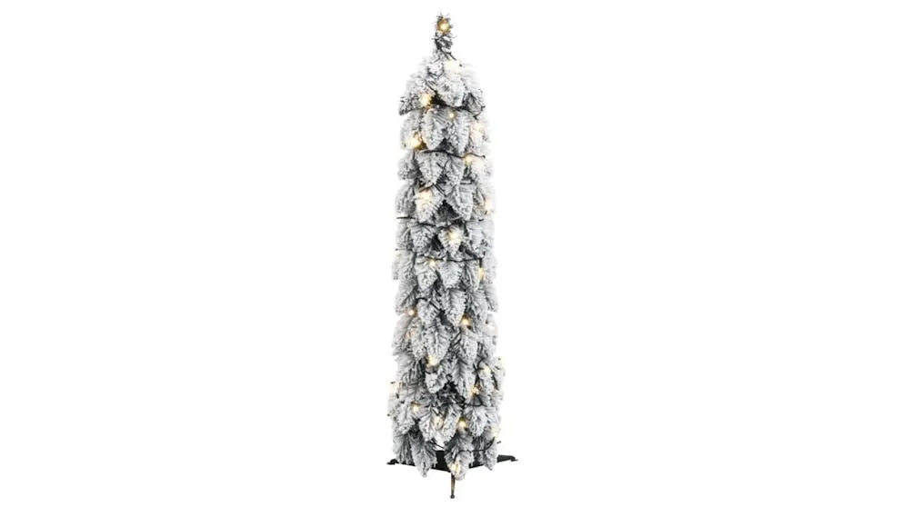 vidaXL White Flocked Snow Artificial Pre-lit Christmas Tree with 45 LED - 90cm