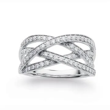 18ct White Gold, Diamond Crossover Ring TDW=.45ct