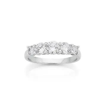 Sterling Silver Cubic Zirconia Set Ring SIZE R
