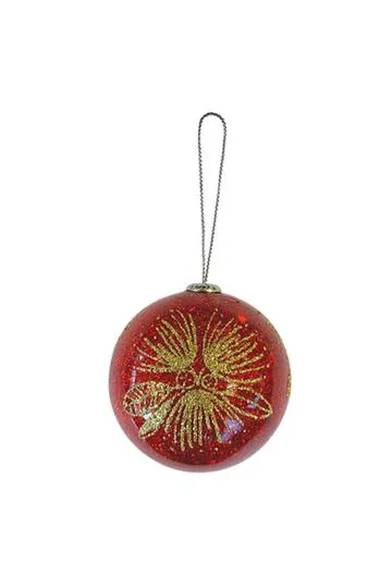 DQ & Co. Bauble Pohutukawa Glitter Red & Gold