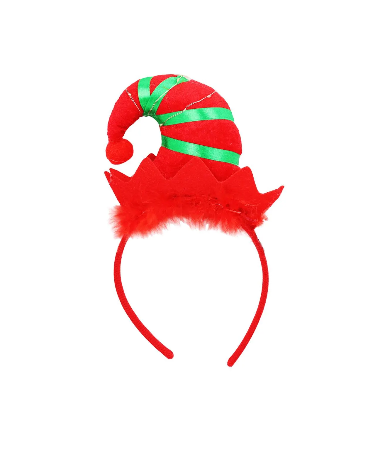 Red Christmas Headband With LED Lights