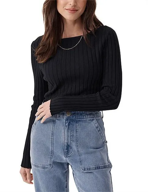 Long Sleeve Boatneck In Organic Cotton Knit