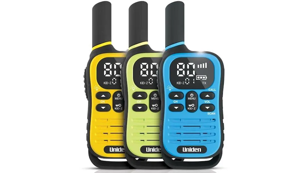 Uniden UH45 Max 0.5W Triple Colour Pack 2-Way UHF Radio with Kid-Zone Plus