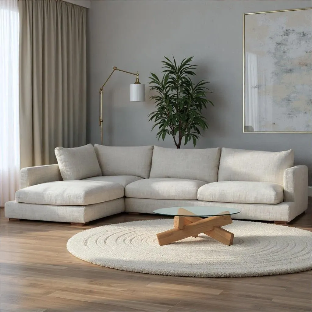 Stellar Left Hand Facing Chaise Sofa, Natural
