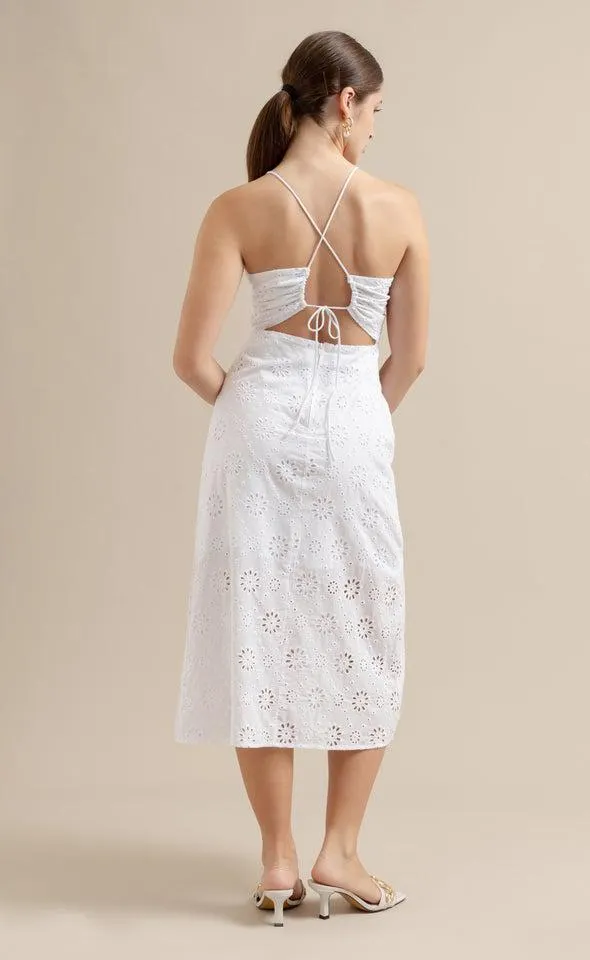 Broderie Cutaway Midi Dress