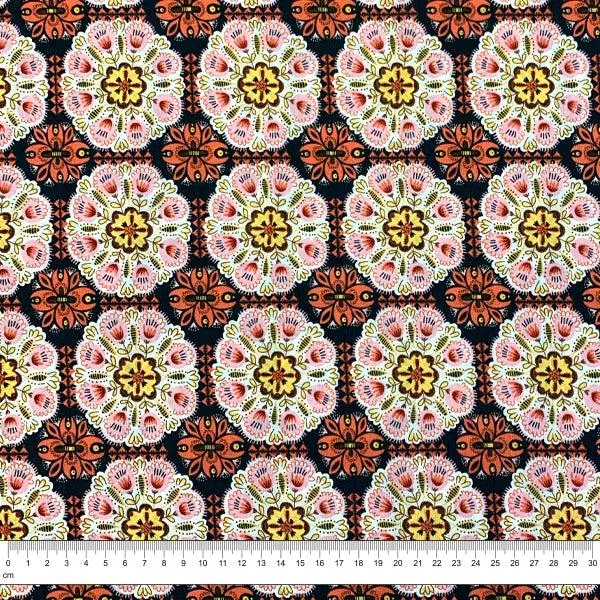 Bohemian Chic Cotton Fabric, Mosaic Floral- Width 112cm