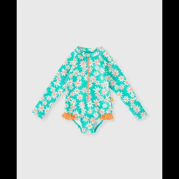 Goldie + Ace Daisy Patch LS Frill Swimsuit