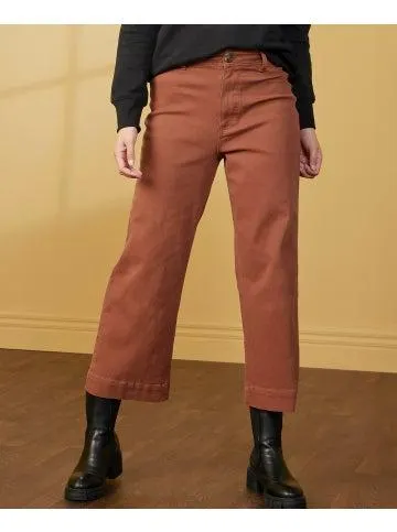 Women's Crop Wide Leg Jean in Paprika