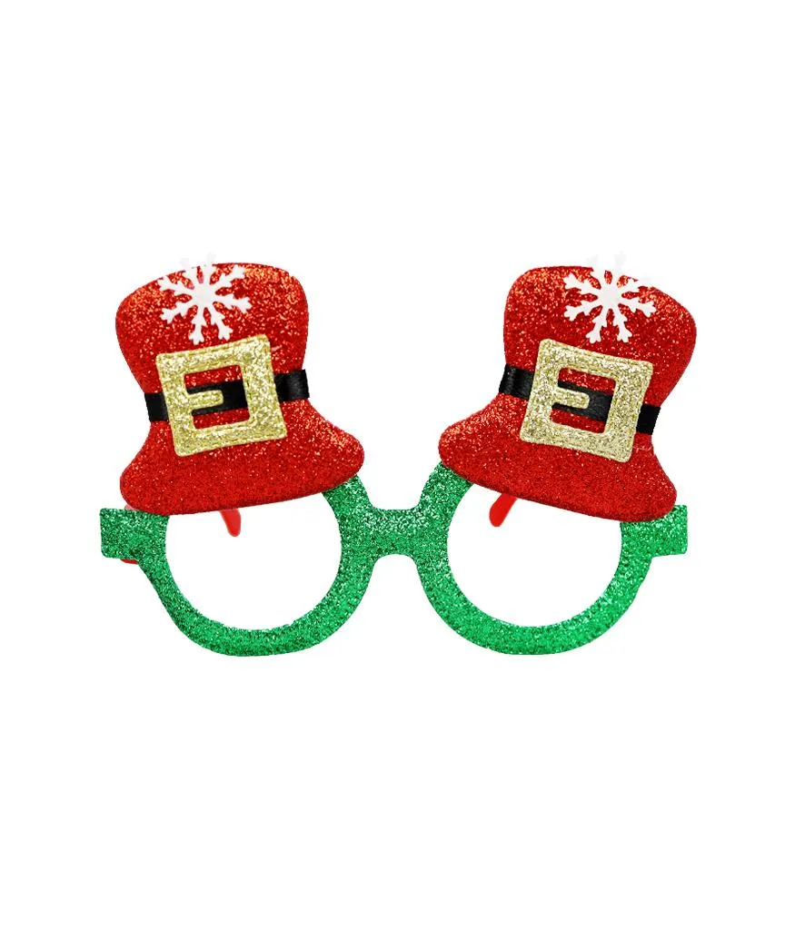 Santa Belt Glitter Christmas Glasses