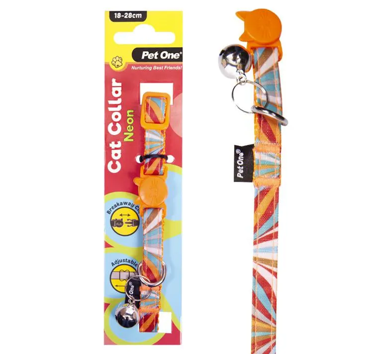 Pet One Cat Collar 18-28cm Neon - Orange
