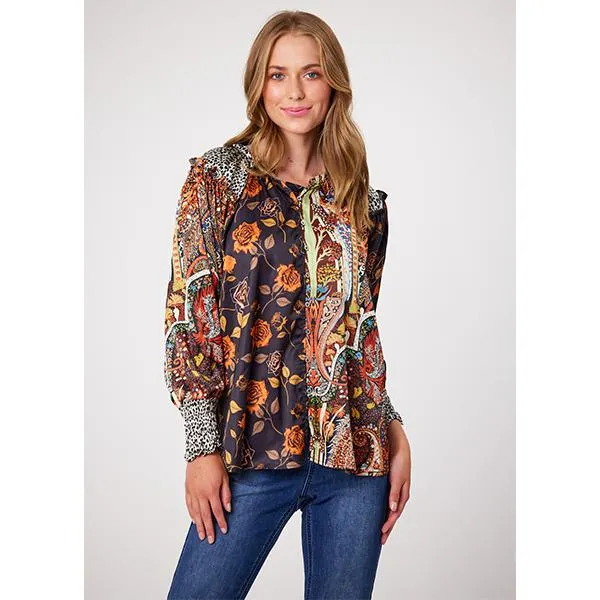 Capri Print Blouse Black