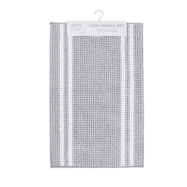 White Home Aiden Bobble Bath Mat Silver Bath Mat