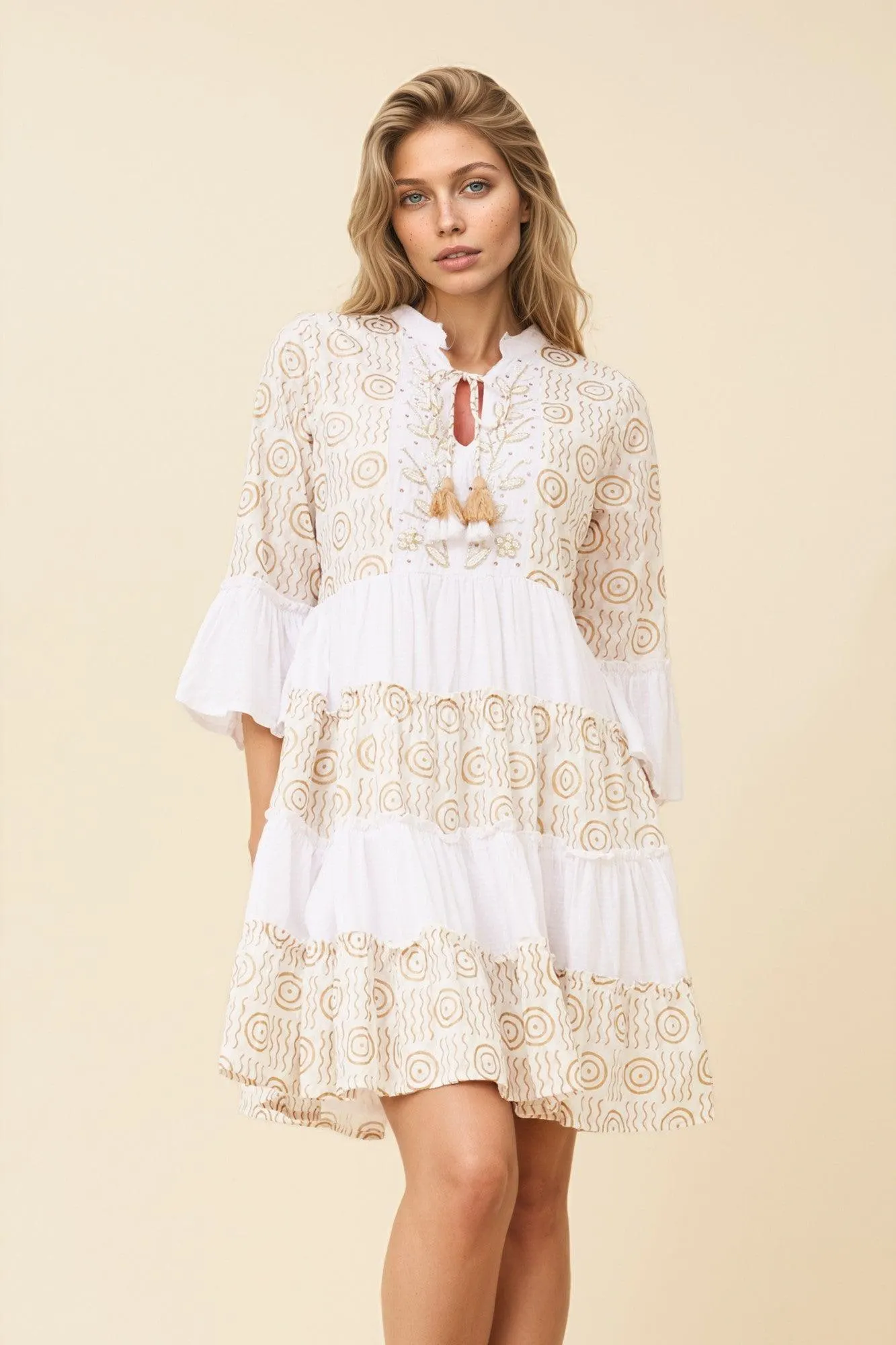 ALETTA BOHO EMBELLISHED DRESS
