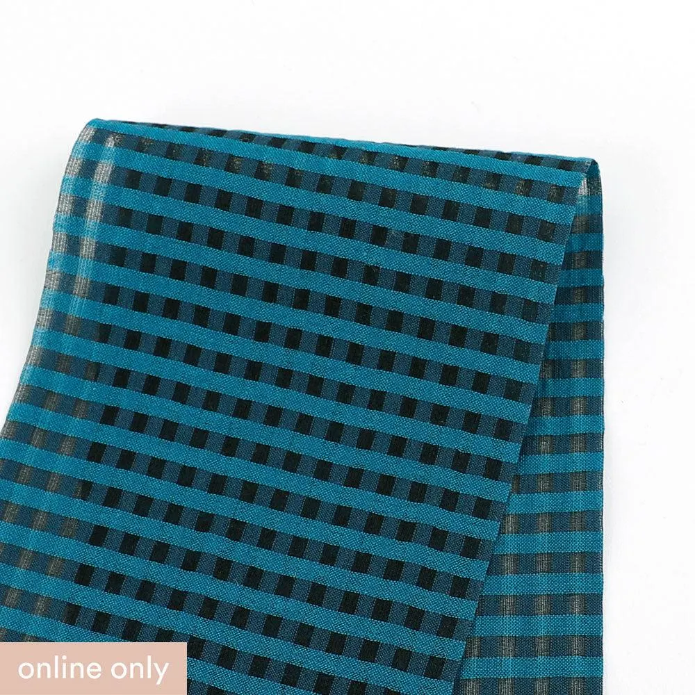 Sheer Check Silk / Cotton - Teal / Black