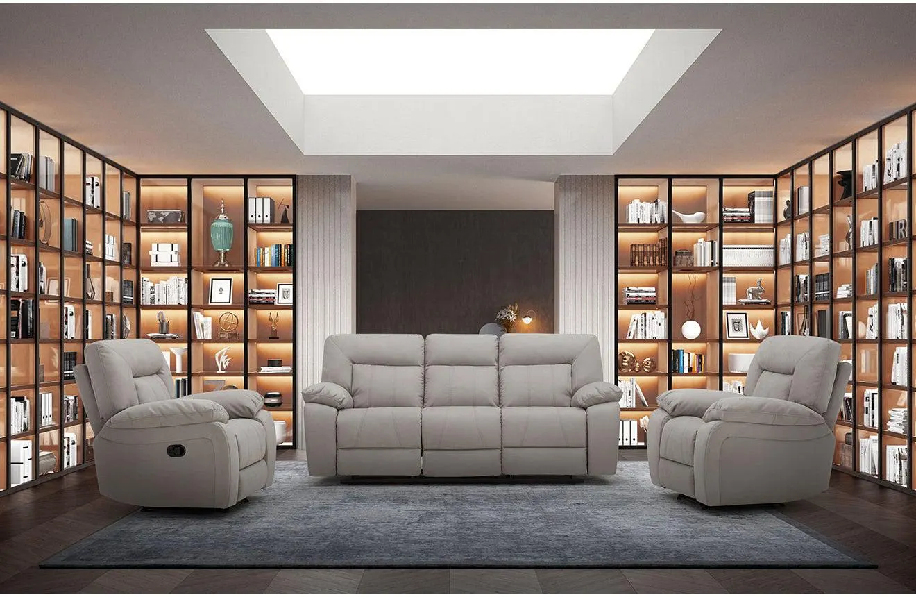 Brooklyn 5 Seater Fabric Recliner Lounge Suite - Moonstone