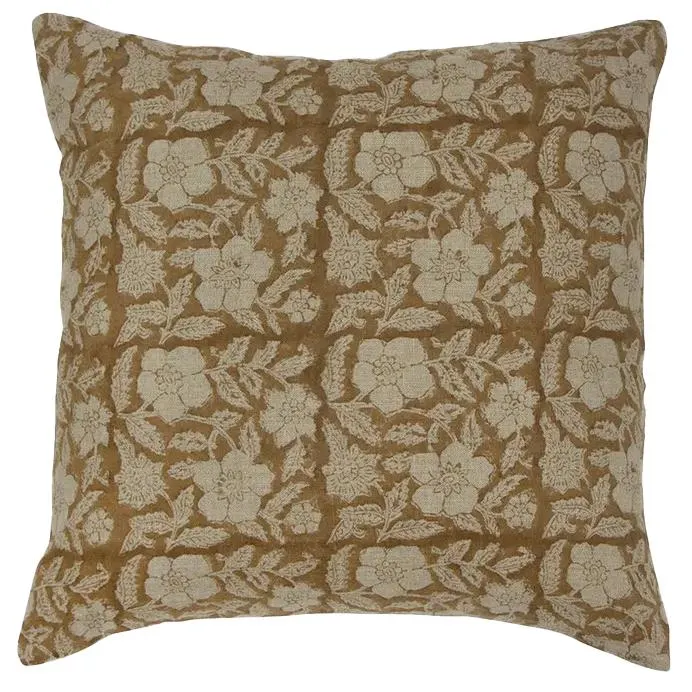 Marigold floral linen cushion cover 50cm