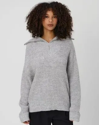 Oversized Collar Quarter Zip Jumper