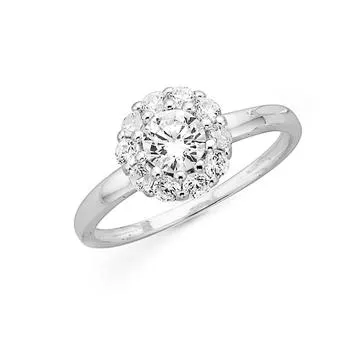 Sterling Silver Cubic Zirconia Cluster Ring
