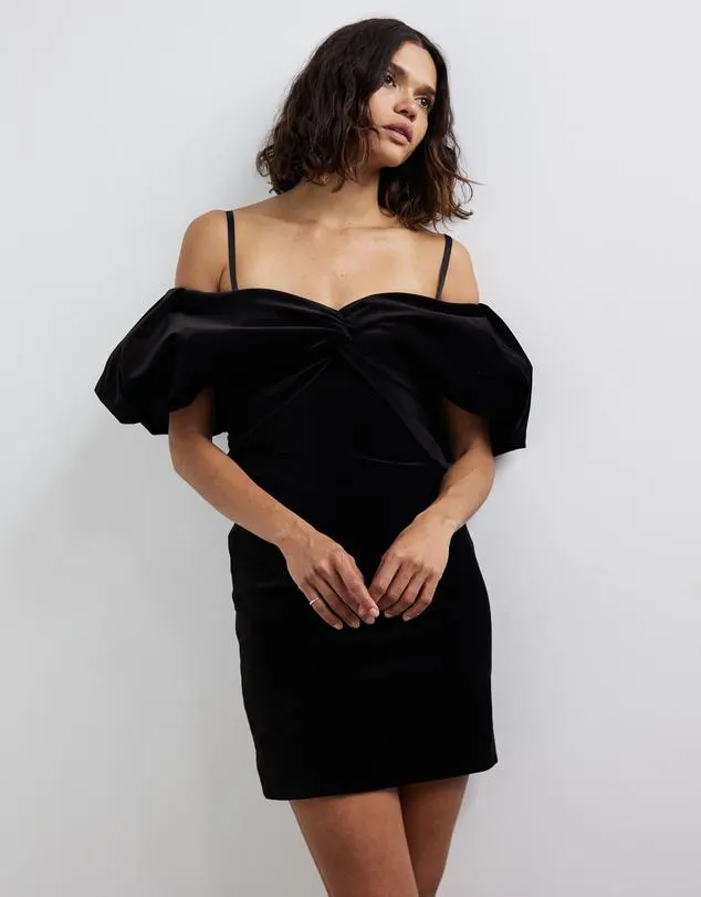Off-Shoulder Velvet Mini Dress