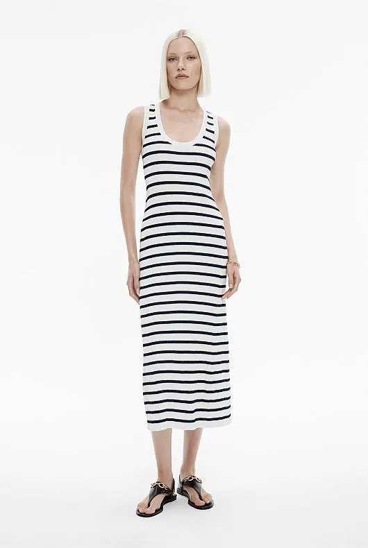 Stripe Scoop Neck Knit Dress
