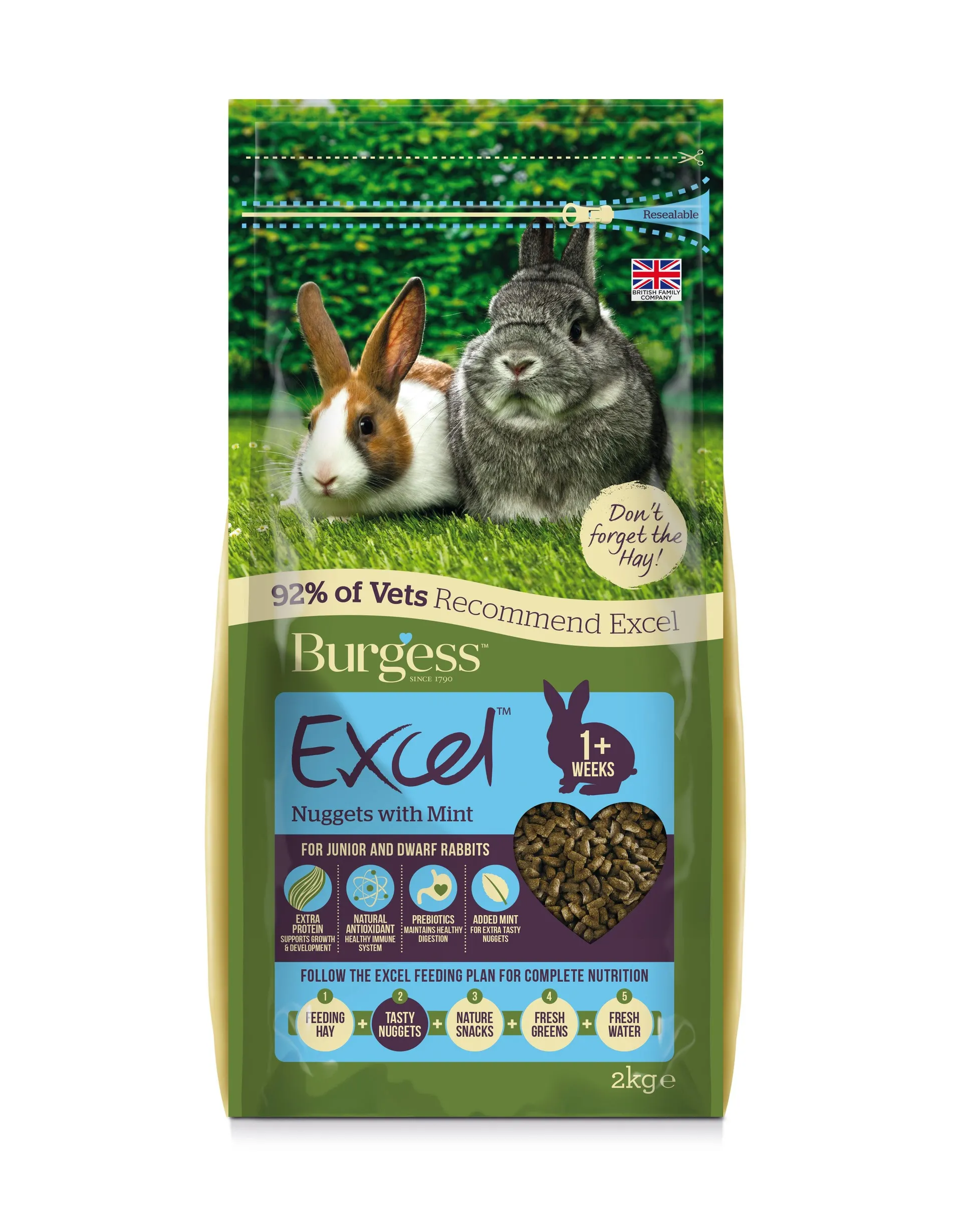 Burgess Excel Junior & Dwarf Rabbit Nuggets with Mint
