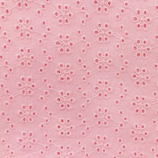 Broderie Anglaise Fabric, Pink- 130cm