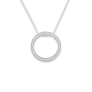 9ct White Gold, Diamond Circle Pendant TDW=.20ct