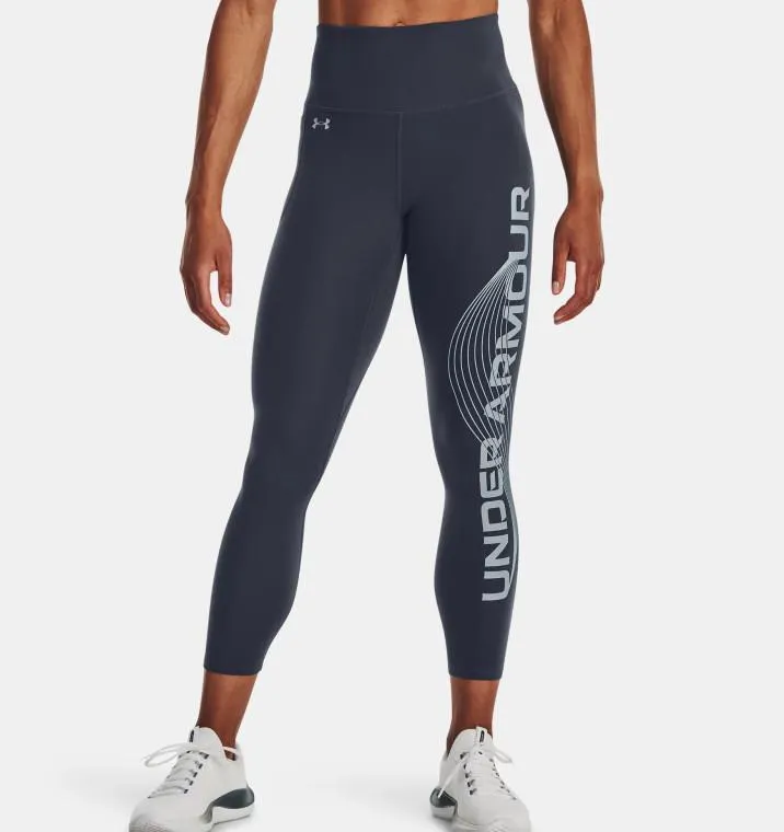 Under Armour® Womens Motion Branded Ankle Leggings Downpour Grey/Harbour Blue