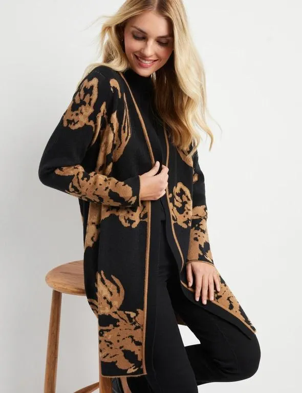 Noni B Floral Jacquard Cardi