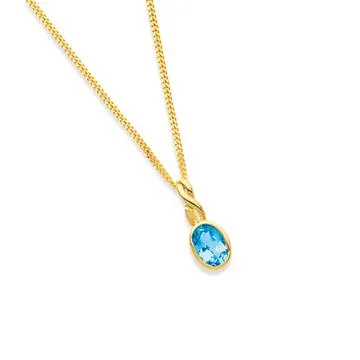 9ct, Oval Swiss Blue Topaz Pendant