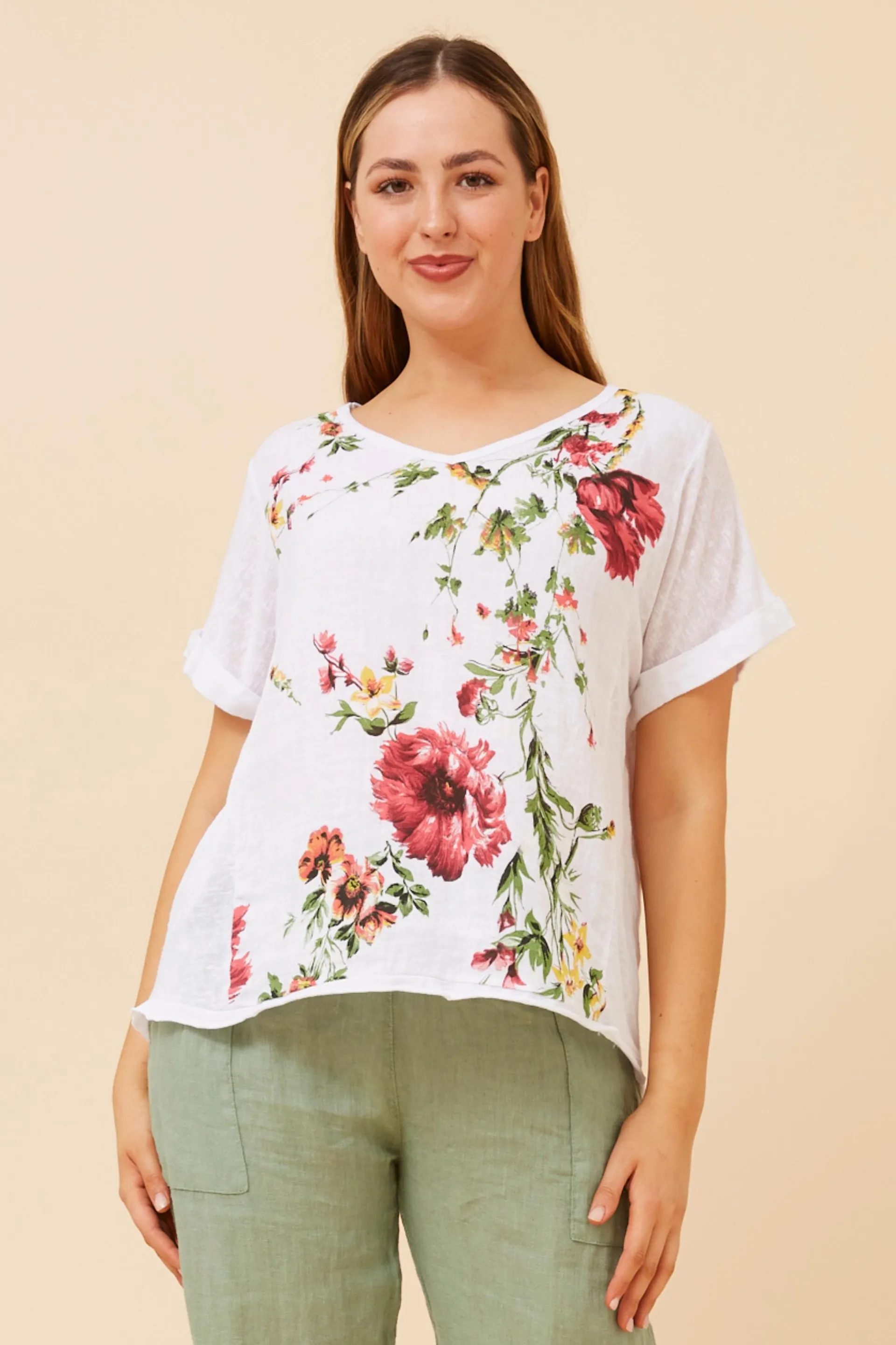 MYLA FLORAL LINEN TOP