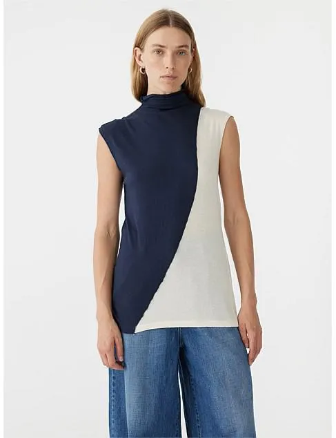 Cntrst Raised Neck Tank
