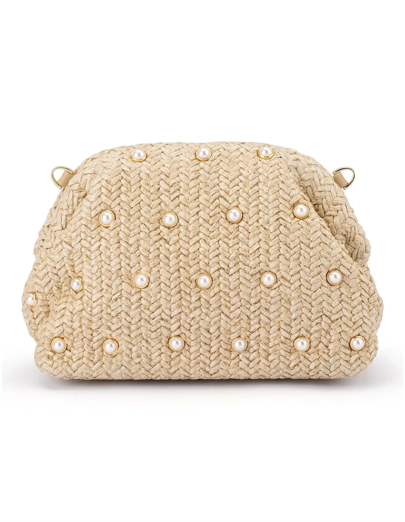KAIA STUDDED WOVEN CLUTCH