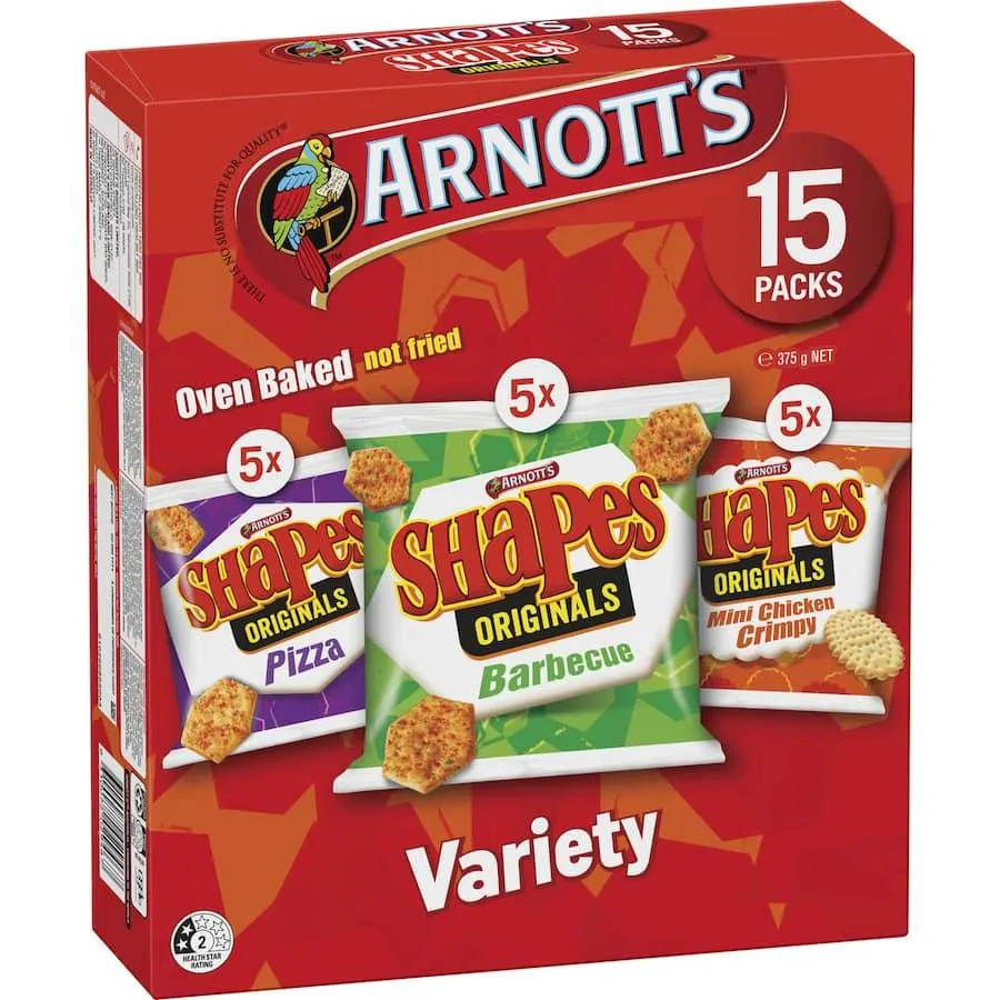 Arnotts Shapes Sensations Crackers Multipack Variety 375g