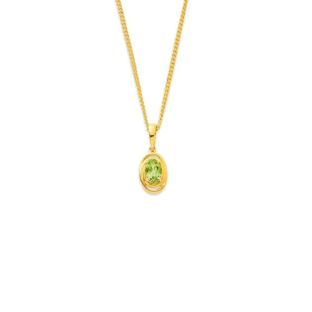 9ct Oval Peridot Pendant
