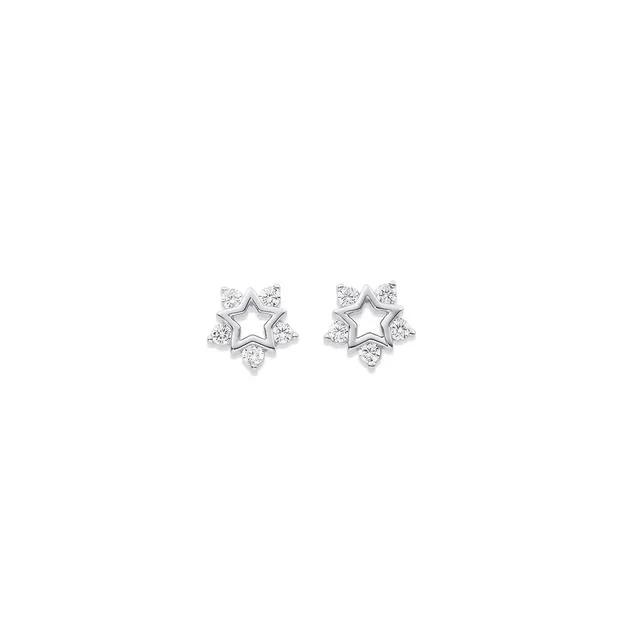 Sterling Silver Cubic Zirconia Star Studs