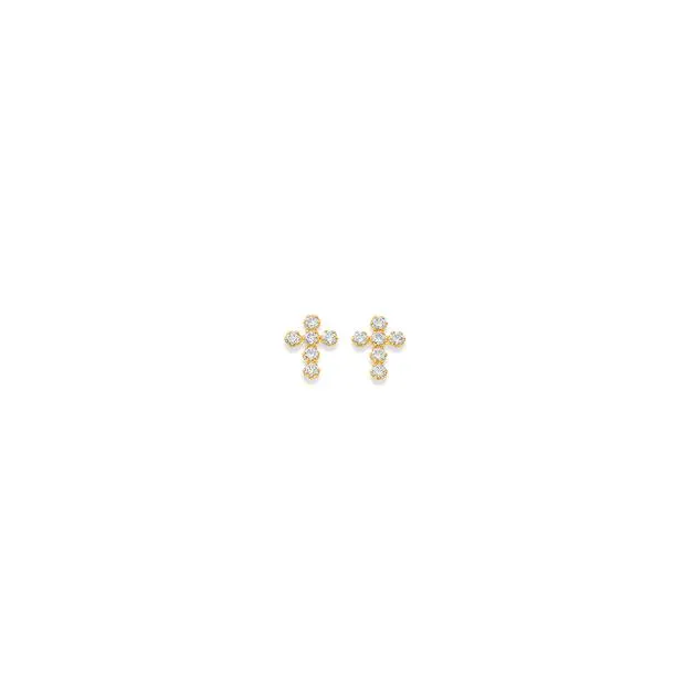 9ct Gold CZ Cross Stud Earrings