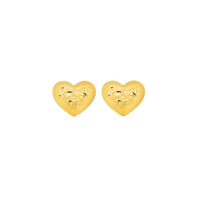 9ct, Heart Stud Earrings