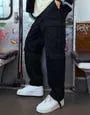 Baggy Double Pocket Cargo Pants in Black