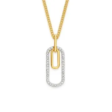 Exquisites 9ct Gold Diamond Paperclip Pendant