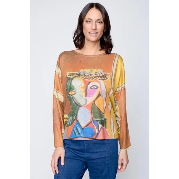 Burnished Knit Top Cognac