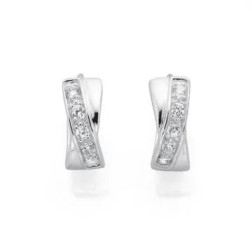 Sterling Silver Cubic Zirconia Huggie Earrings