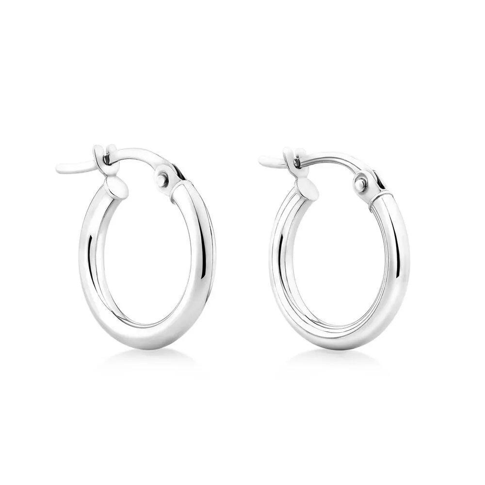 10mm Hoop Earrings in 10kt White Gold