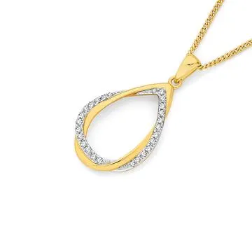 9ct, Diamond Double Teardrop Pendant