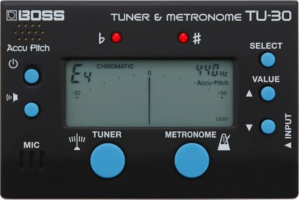BOSS TU30 CHROMATIC GUITAR AND INSTRUMENT TUNER WITH METRONOME