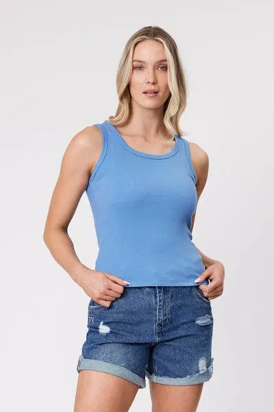 Shine On Essentials Rib Tank Blue